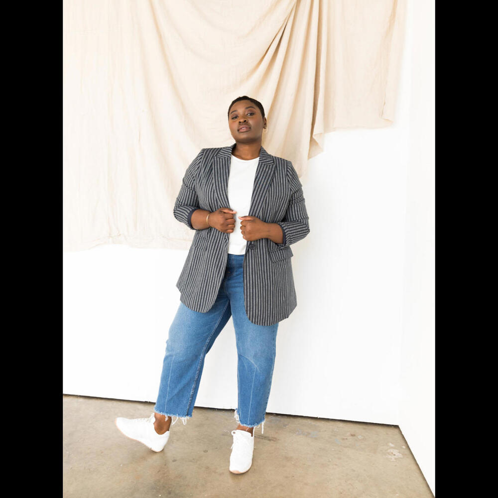 Able Blazer - midnight blue, white striped  size 2X NWT $160 original Price